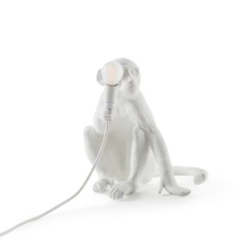 Stolová LED lampa Monkey Lamp, biela, sediaca