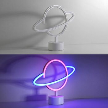 Stolová LED lampa Neon Saturn napájanie na batérie