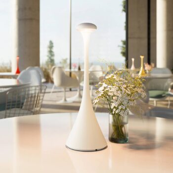 Stolová LED lampa Nudrop batéria, IP54, snehobiela