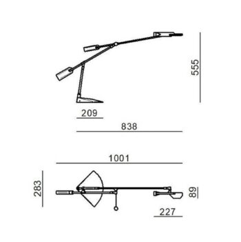 Stolová LED lampa Stilnovo Halley, čierna, projekcia 100 cm