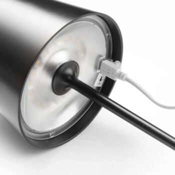 Stolová LED lampa Toc s nabíjačkou USB IP54 čierna