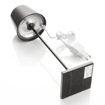 Stolová LED lampa Toc s nabíjačkou USB IP54 čierna