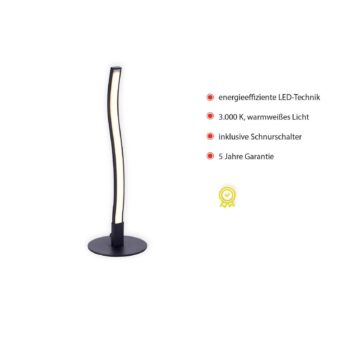 Stolová LED lampa Wave 3 000 K 30 cm čierna