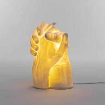 Stolová LED lampa With Me z porcelánu, biela