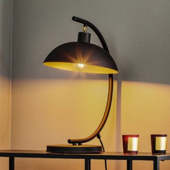 Stolová lampa 1036, 1-plameňová, čierna-zlatá