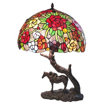 Stolová lampa 5LL-6061, Tiffany, červená/zelená