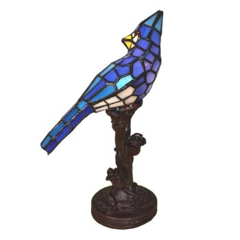 Stolová lampa 5LL-6102BL Vták, modrá štýl Tiffany