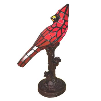 Stolová lampa 5LL-6102R Vták, červená štýl Tiffany