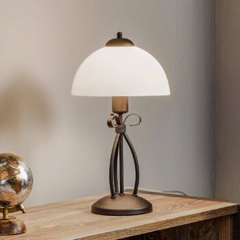Stolová lampa Adoro so skleneným tienidlom, hnedá