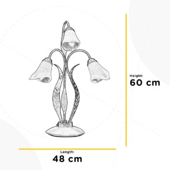 Stolová lampa Alga, 3-lampa, železo, sklo, Florentine