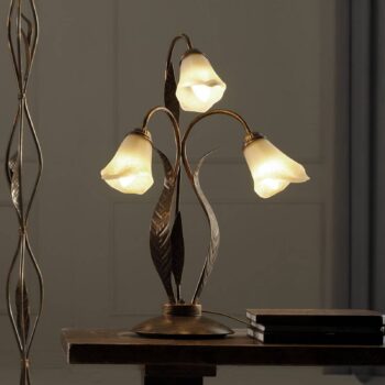 Stolová lampa Alga, 3-lampa, železo, sklo, Florentine