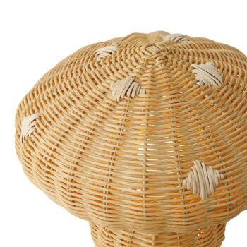 Stolová lampa Allie, ratan, tvar hríbu, prírodná hnedá
