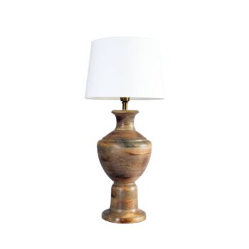 Stolová lampa Alma, biela/hnedá, výška 69 cm, drevo/textil