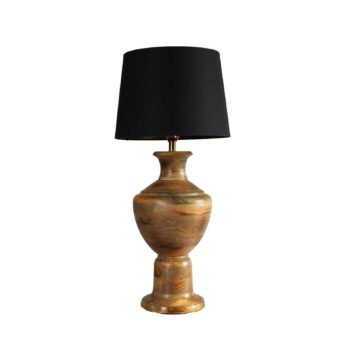 Stolová lampa Alma, čierna/hnedá, výška 69 cm, drevo/textil