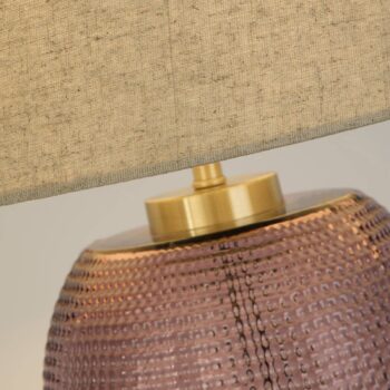 Stolová lampa Ametyst, béžová/ružová, výška 37 cm, textil/sklo