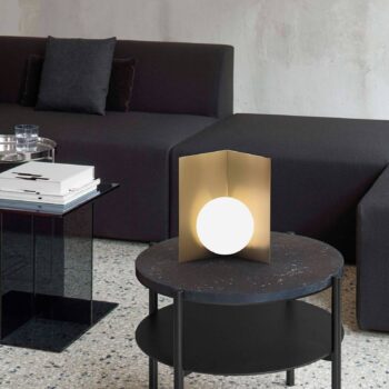 Stolová lampa Balance stojaca zlatá satinovaná