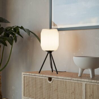 Stolová lampa Belgrave, výška 44 cm, čierna/biela, kov/papier