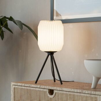 Stolová lampa Belgrave, výška 44 cm, čierna/biela, kov/papier