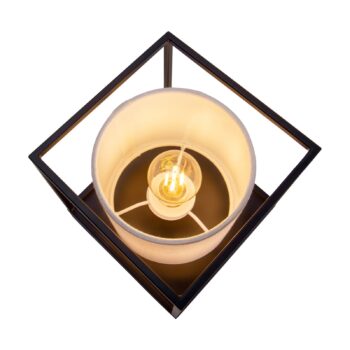 Stolová lampa Beta z kovu, látkové tienidlo, biela
