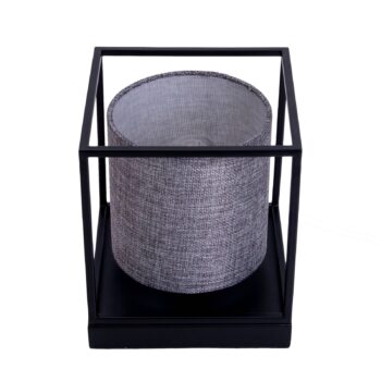 Stolová lampa Beta z kovu, látkové tienidlo, sivá