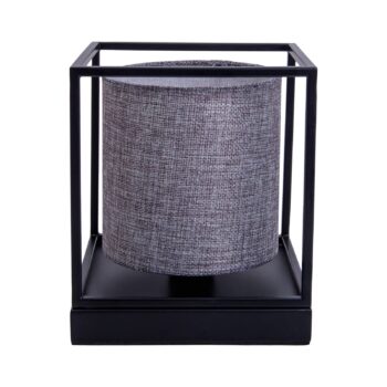 Stolová lampa Beta z kovu, látkové tienidlo, sivá