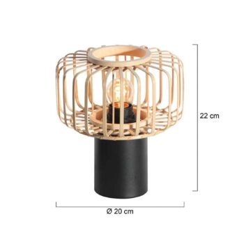 Stolová lampa Bloeba, čierna/prírodná, kov, drevo, E27