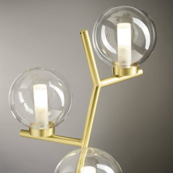 Stolová lampa Camely, 3 svetlá, brúsená zlatá/čierna, sklo