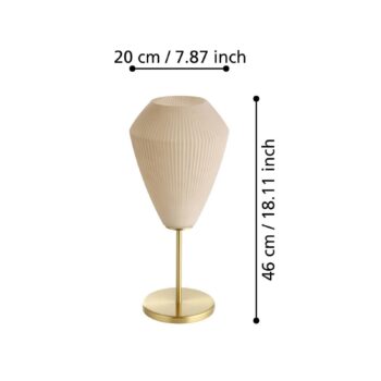 Stolová lampa Caprarola, výška 46 cm, piesková farba/mosadz, sklo