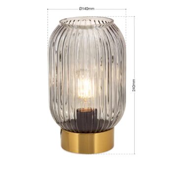 Stolová lampa Carneval, dymovo šedá, sklo, výška 23,5 cm, E27
