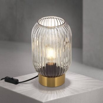 Stolová lampa Carneval, dymovo šedá, sklo, výška 23,5 cm, E27