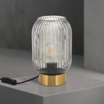 Stolová lampa Carneval, dymovo šedá, sklo, výška 23,5 cm, E27