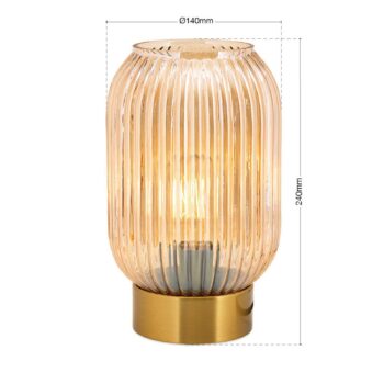 Stolová lampa Carneval, jantárová, sklo, výška 23,5 cm, E27