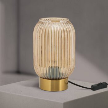 Stolová lampa Carneval, jantárová, sklo, výška 23,5 cm, E27