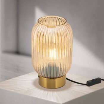 Stolová lampa Carneval, jantárová, sklo, výška 23,5 cm, E27