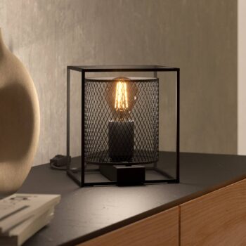 Stolová lampa Catterick, čierna, jedna klietka