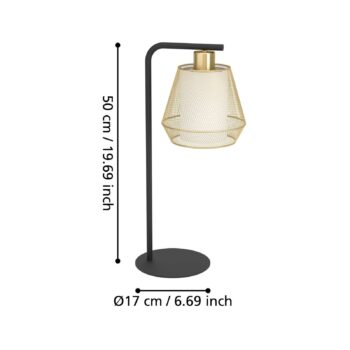 Stolová lampa Ciudadela, čierna/mosadz