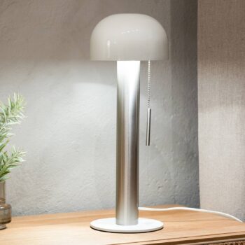 Stolová lampa Costa z kovu, biela/nikel