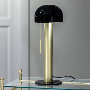 Stolová lampa Costa z kovu, čierna/mosadz