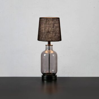 Stolová lampa Costero, dymovo šedá/čierna, 43 cm