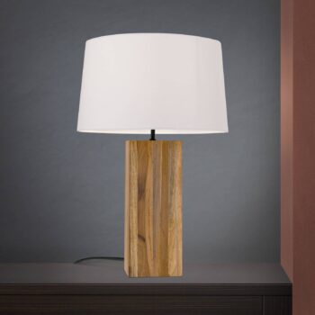 Stolová lampa Dallas kvádrovitý drevený podstavec