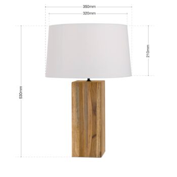 Stolová lampa Dallas kvádrovitý drevený podstavec