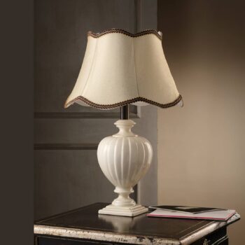 Stolová lampa Desy, keramika, krémová farba, výška 60 cm, E27