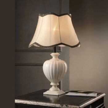 Stolová lampa Desy, keramika, krémová farba, výška 60 cm, E27