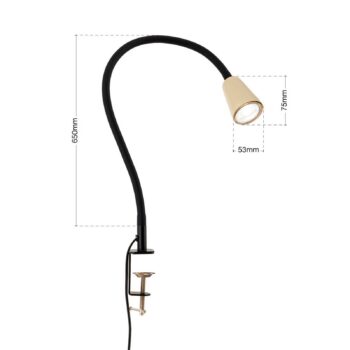Stolová lampa Dotty, khaki, výška 65 cm, svorkový držiak, GU10