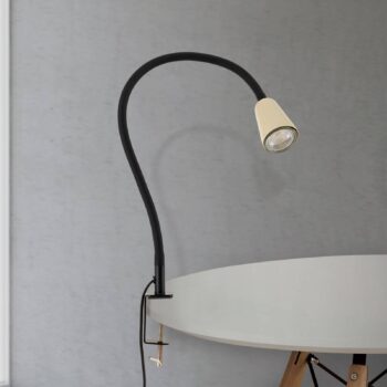 Stolová lampa Dotty, khaki, výška 65 cm, svorkový držiak, GU10