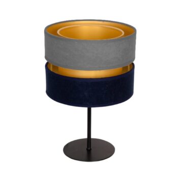 Stolová lampa Duo, námornícka modrá/sivá/zlatá, výška 30 cm