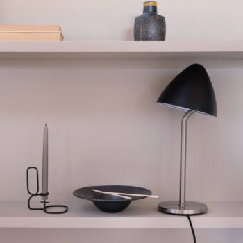 Stolová lampa Dyberg Larsen Oulu, čierna/oceľ, výška 47 cm