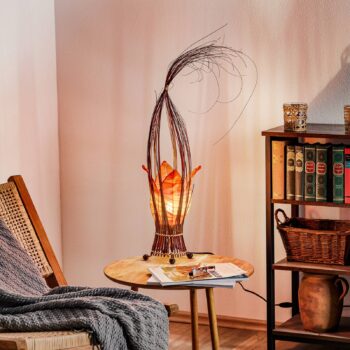 Stolová lampa Elena s oranžovým látkovým tienidlom