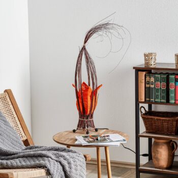 Stolová lampa Elena s oranžovým látkovým tienidlom
