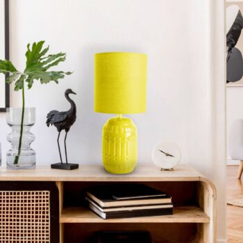 Stolová lampa Erida, keramika a textil, žltá